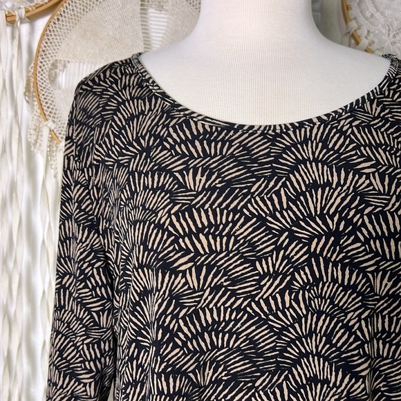 Clara Sunwoo Black and Brown Print Quater Sleeve Tunic Length Top Size XL - Picture 2 of 10